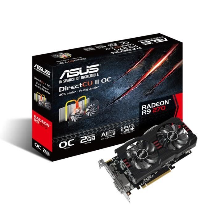 Carte graphique - ASUS - R9270-DC2OC-2GD5 - AMD Radeon R9 270 - 2Go GDDR5 256-bit - DirectCU II Reconditionné - Asus reconditionné disponible sur Cdiscount Seconde Vie
