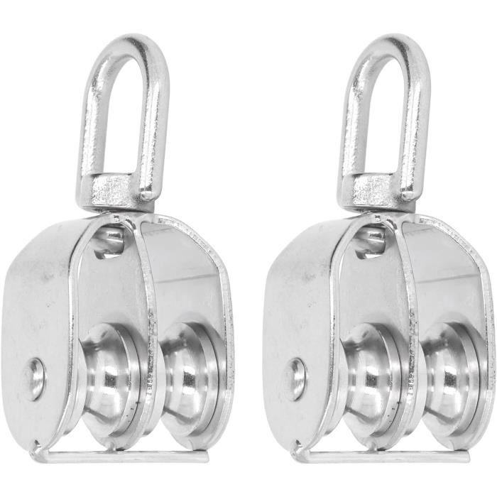 Bloc De Poulie Double 2 Pièces - Poulie M32 Rotation 360° Acier Inoxydable Pour Levage Câble
