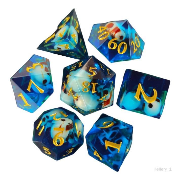 10 Pcs dés Lumineux Multi-Faces Noctilucents D20 dés Jeu de Rôle Ensemble de dés pour Jeu D&D TRPG Bleu+vert