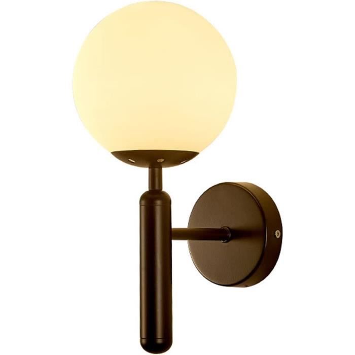 NICRX Applique Murale Boule Verre | Globe Blanc 45cm Avec Base Or | Abat-jour Design Pour Chambre