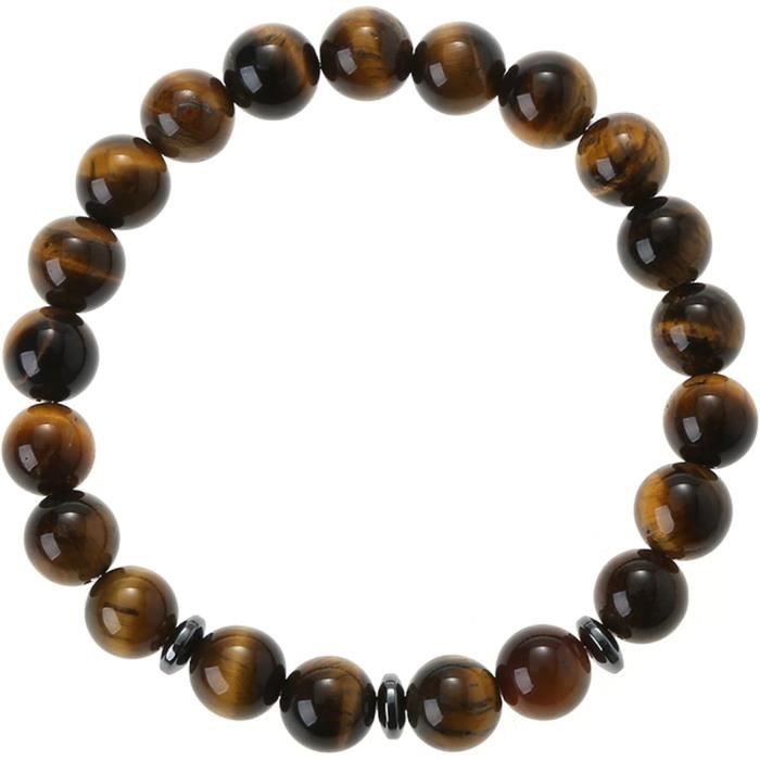 Bracelet Œil De Tigre Pierre Naturelle – Bijoux Femme – Ajustable (Djahyanne)