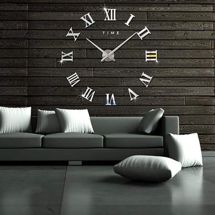 Horloge Murale 3D Miroir à Monter Soi-même - Diamètre Réglable 70-130 Cm, Mécanisme Silencieux, Décoration Moderne