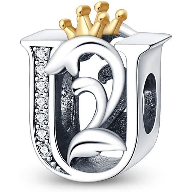 Charm argent zircons lettre U main image 0
