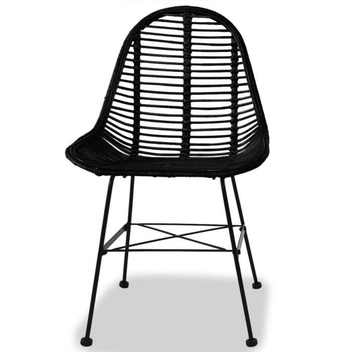 Chaises à manger - Noname - Lot de 2 - Noir - Rotin naturel - Design ergonomique Chaises à manger - Noname - Lot de 2 - Noir - Rotin naturel - Design ergonomique