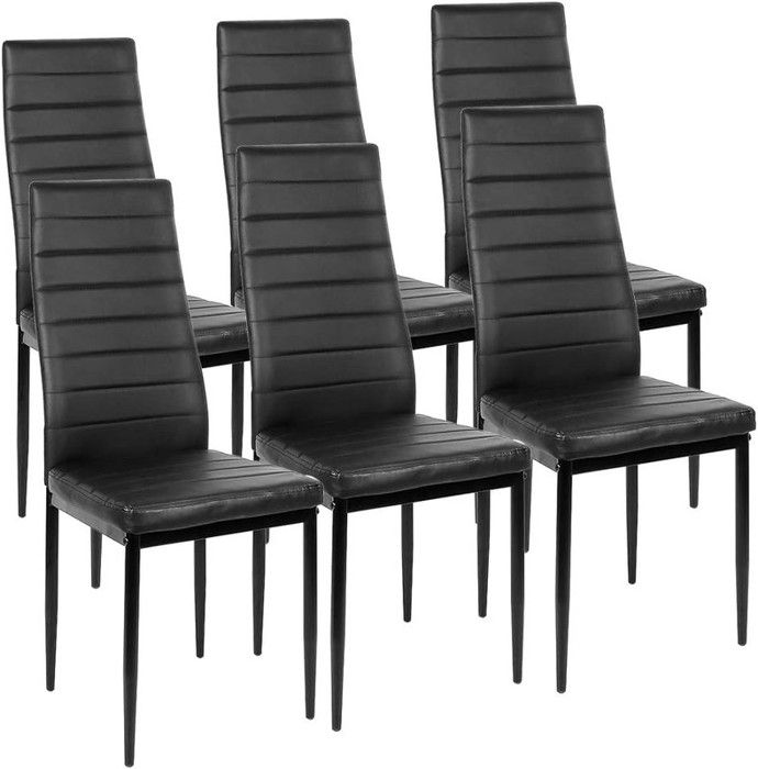 Lot de 6 Chaises de Salle à manger ou de cuisine Design épuré Cadre en Acier Noir - Style contemporain