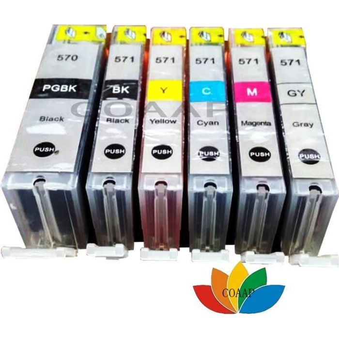 Cartouche d'encre compatible pour imprimante Canon Pixma TS5050 - Marque  CANON - PGI570 BK CLI571 BK/C/M/Y/GY - Cdiscount Informatique