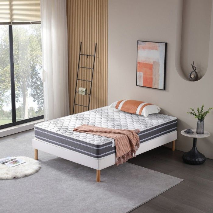 Matelas Sommier Tissu Maxi 160x200 x 24 cm Confort Ferme - Ame Poli Lattex Haute Densite - hypoaller