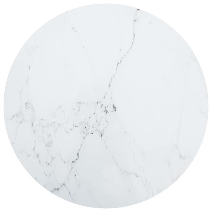 723®CHEZ Ø 60 cm Dessus de table Armoire PARFAIT - Décor Plateau De Table convenable Blanc Ø60x0 8 cm Verre trempé design de marbre