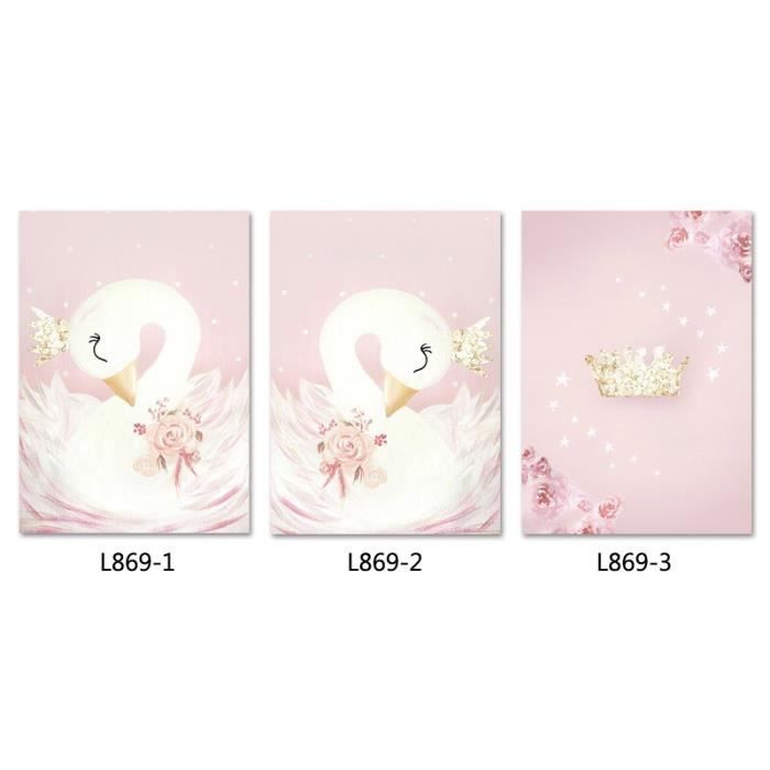 Affiches Personnalisees Avec Nom De Bebe Art Mural Rose Pour Chambre De Fille Peinture Sur Toile De Cygne Dessin 85beb Cdiscount Maison