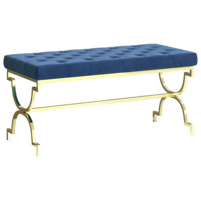 6425bonne Qualite Banc De Salle A Manger Banc Coffre De Rangement Meuble D Entree Banquette Confortable 99 Cm Bleu Velours Et Cdiscount Maison