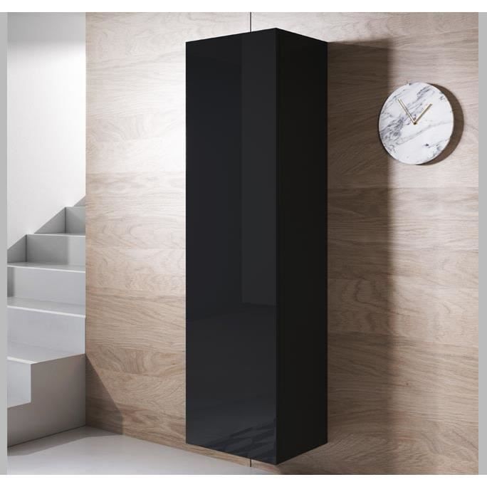 Design Ameublement - Armoire Murale LUKE V4 Suspendue - 1 porte - Noir Brillant - 40x165x29cm Design Ameublement - Armoire Murale LUKE V4 Suspendue - 1 porte - Noir Brillant - 40x165x29cm