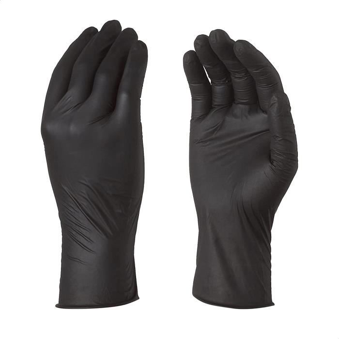 Gants Jetables en Nitrile Noir Taille L Résistance et