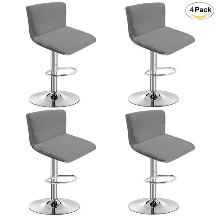 4x Housses Tabourets Hauts de Cuisine Housse de Chaise Bar Extensible Couverture de Protection pour Tabouret Chaise Siège Gris