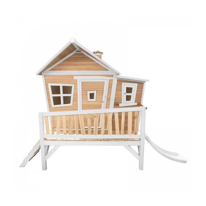 Maisonnette Emma AXI avec toboggan blanc - Maison de jeu en bois pour enfant