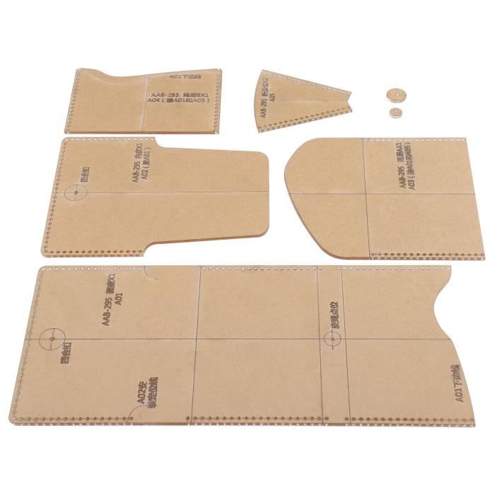 Kit De 6 Pochoirs Acryliques Pour Fabrication De Portefeuille En Cuir – Modèle Motif