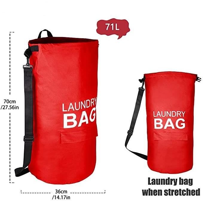 Sac à linge en toile 80 L couleur rouge