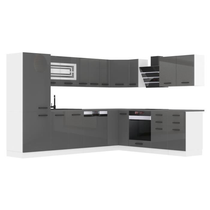 Cuisine Complète - B BELINI GROUP - Modèle JULIE - Argent Très Brillant - Design Contemporain - 240x60x240 cm