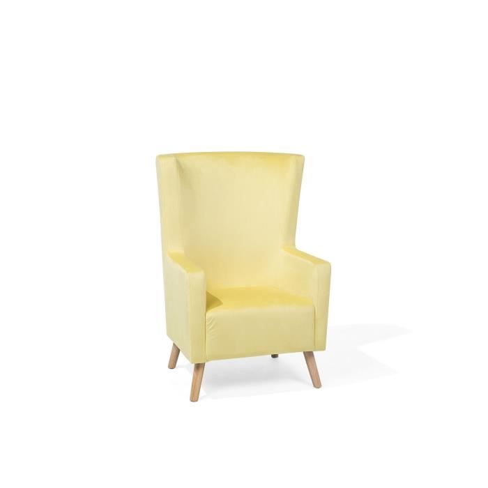 fauteuil bergère jaune - beliani - oneida - tissu - contemporain - design