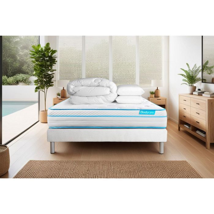 Pack 140x190 matelas BodyMax + sommier kit + Couette 240x220cm + 2 oreillers 60x40cm Pack 140x190 matelas BodyMax + sommier kit + Couette 240x220cm + 2 oreillers 60x40cm