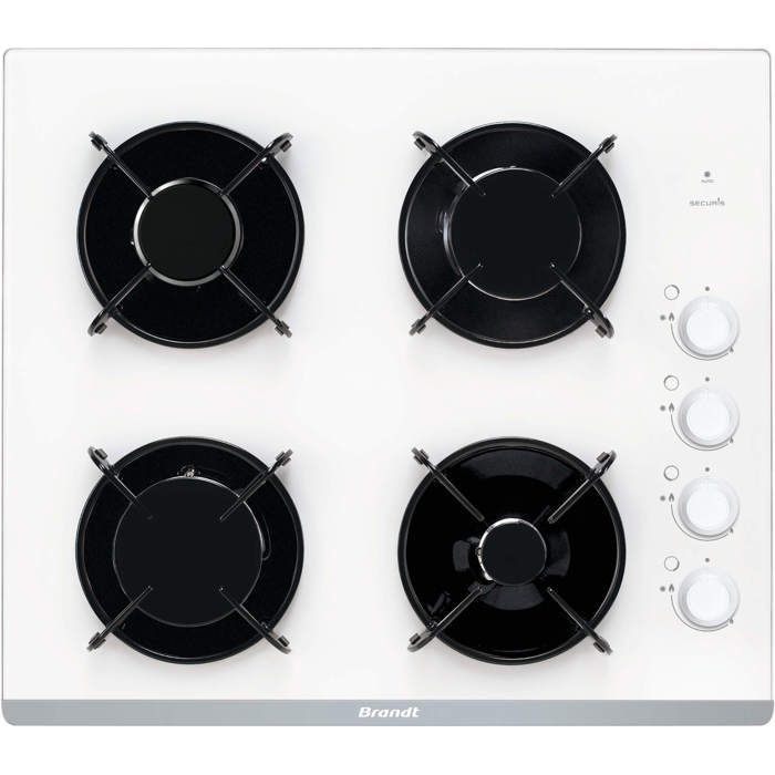 BRANDT Table de cuisson 4 foyers gaz verre trempé BPG6413W - vue 4