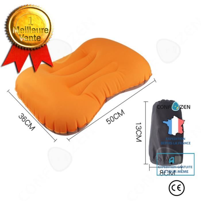 Lot De 2 Oreillers Gonflables De Voyage | 34x22cm | Velours | Parfait Camping Et Avion