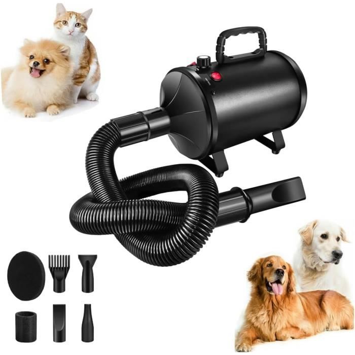 Comparer les prix de Sèche-cheveux pour chien, 2800W Séchoir de toilettage pour animaux de compagnie avec buses et brosse, Longueur réglable 80-230cm