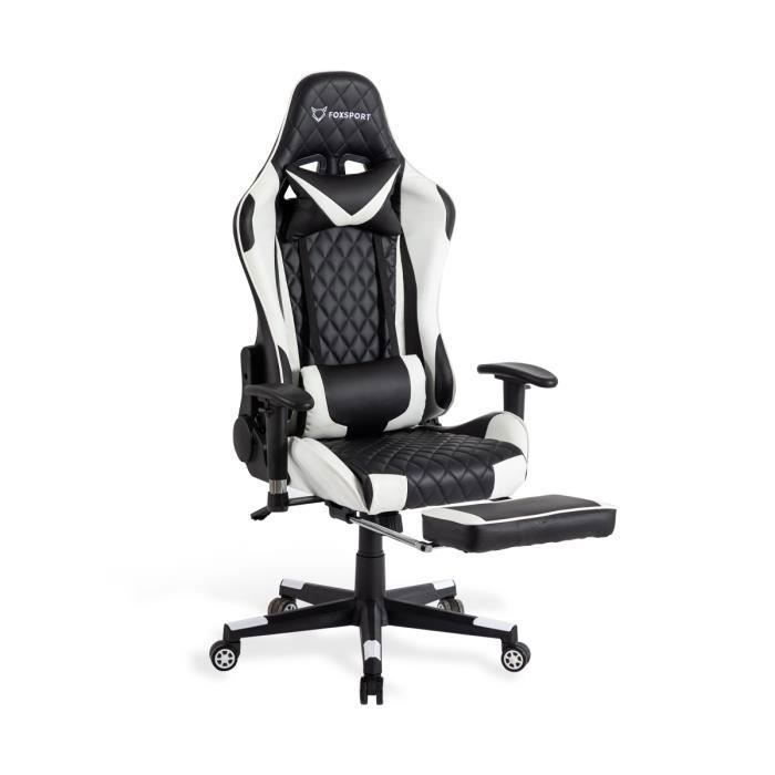 Fauteuil de bureau - Gamer - Réglable - Repose-pieds - Coussin de tête - Coussin lombaire - Blanc
