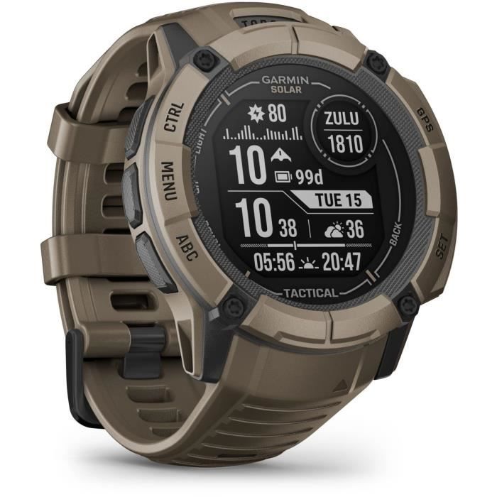 Garmin Instinct 2X Solar – Tactical Edition Montre GPS Robuste et connectée – Boîtier 50 mm - vue 2