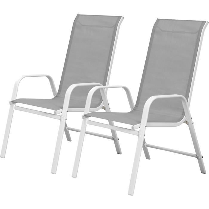 fauteuil jardin textilène "cordoba" - phoenix - gris clair - lot de 2
