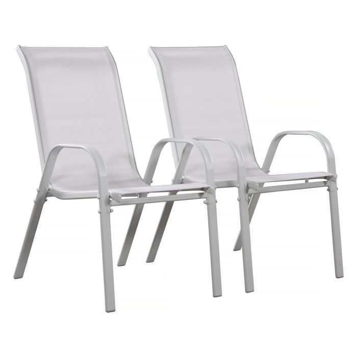 Fauteuil jardin Textilène Cordoba - Phoenix - Gris clair - Lot de 2