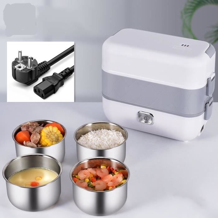 boîte à repas chauffante 2l isotherme lunch box electrique amovible en acier inoxydable pour chauffage à la maison et dans la
