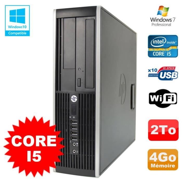 PC HP Elite 8200 SFF Intel Core I5 3.1GHz 4Go Disque 2To DVD WIFI W7