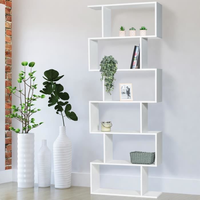 etagère bibliothèque sofia forme s bois blanc 189 cm - idmarket - contemporain - design - verni