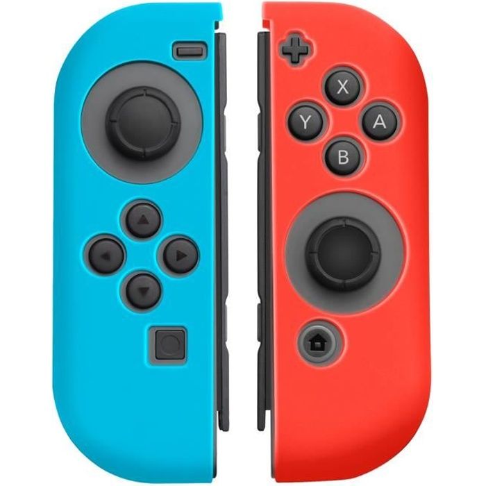 INSTEN® 1 Paire de Coques en Silicone Pour manettes Joy-Con Nintendo Switch, Bleu/Rouge
