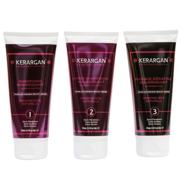 Kerargan - Soin capillaire complet à la kératine pour fortifier, régénérer et protéger vos cheveux - Idéal pour les lissages