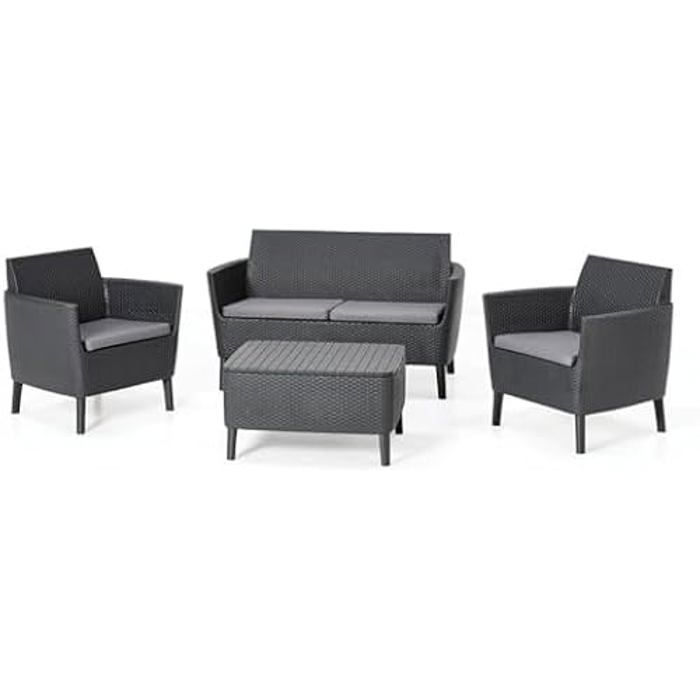 Salon de jardin - KETER - Salemo Lounge Anthracite - Résine - Gris - 2 places - Non déhoussable - 63 cm Salon de jardin - KETER - Salemo Lounge Anthracite - Résine - Gris - 2 places - Non déhoussable - 63 cm