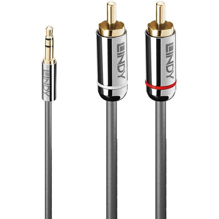 LINDY Câble Audio Jack 3.5mm vers RCA - Cromo Line - 2m