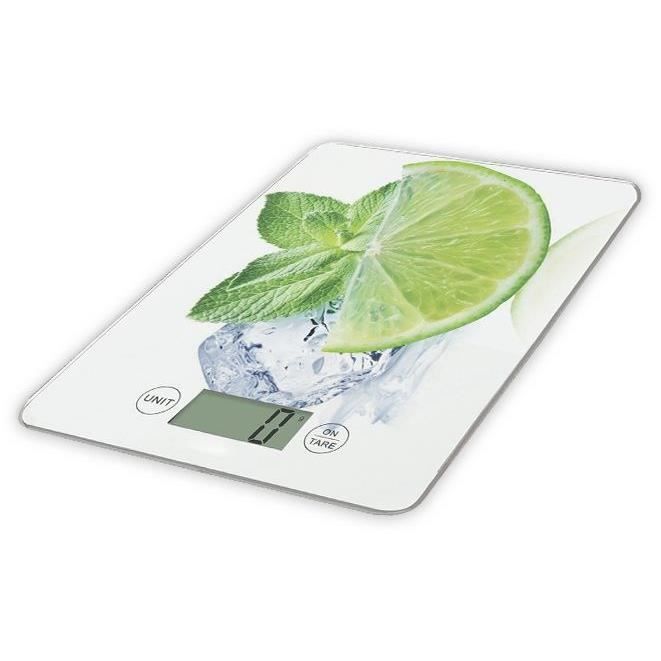 LITTLE BALANCE 8034 Slim, Balance de cuisine électronique, 5 kg / 1 g, Plateau en verre trempé, Extr