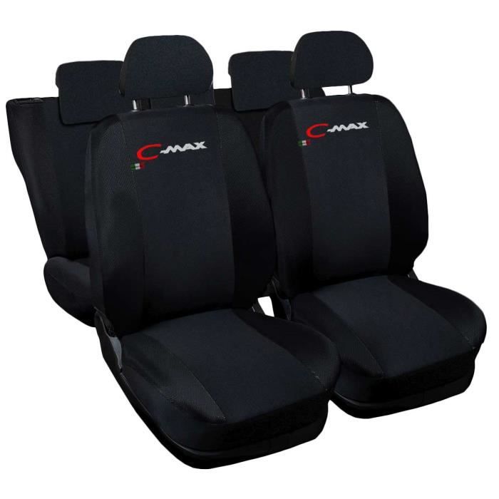 Lupex Shop Housses de siège auto compatibles pour C-Max Noir Noir