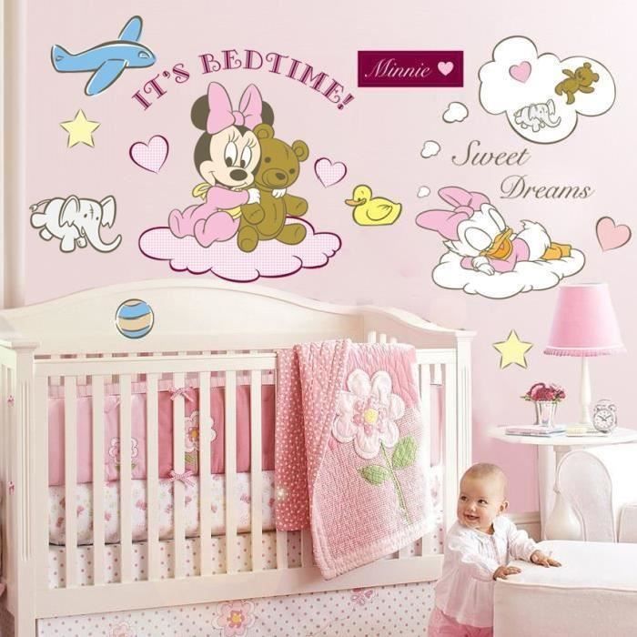 Stickers muraux enfant Minnie et Donald Duck bonne nuit et faites des beaux  rêves - Cdiscount Maison