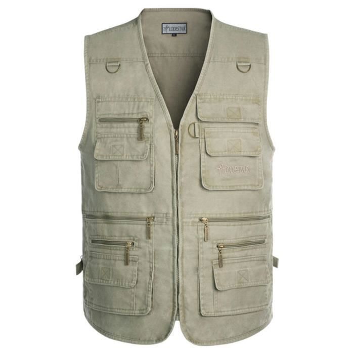 Gilet Columbia GRT homme XL beige sans manches utilitaires poches de