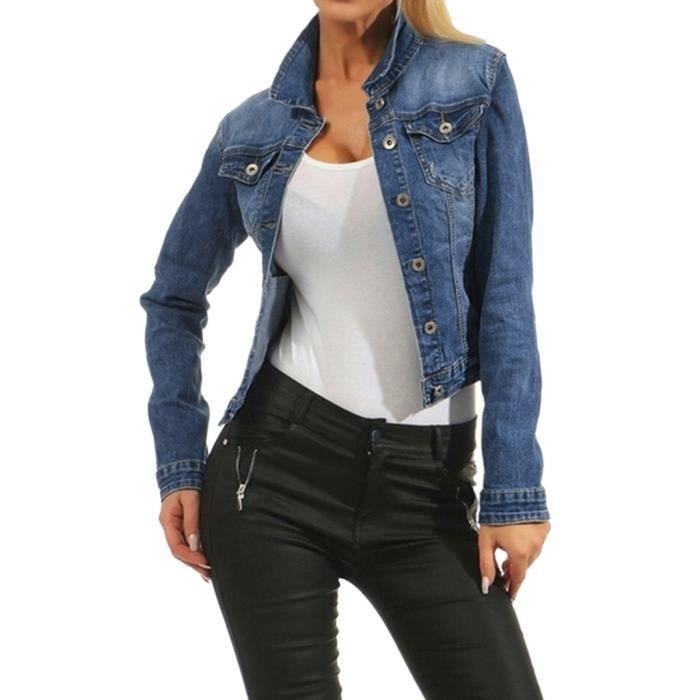 Femmes perle Veste en jeans extensible taille 6 8 10 12 14 Bleu Femmes perle Veste en jeans extensible taille 6 8 10 12 14 Bleu