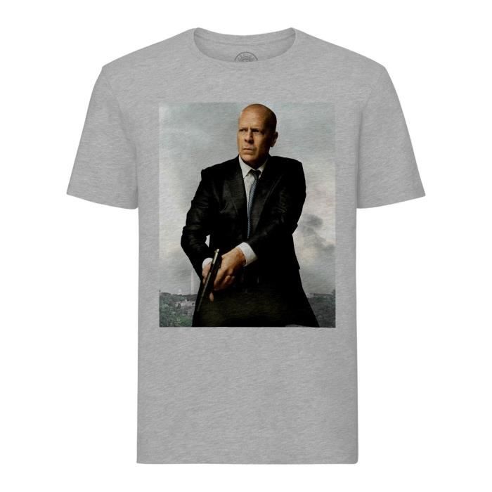 T-shirt Graphique Homme Bruce Willis - ULTRABASIC - Blanc - Manches Courtes - Vintage éco-responsable