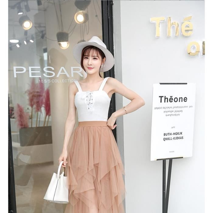 Femme Vintage Jupon Mi-Longue Jupe en Tulle Taille Elastique Multi Couch?� Petticoat Tutu light 