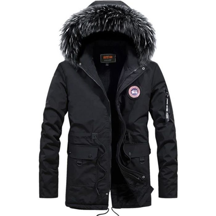 Parka Hiver Homme à Capuche Amovible - Chaud, Coupe Slim, Style Militaire Long, Pour Extérieur