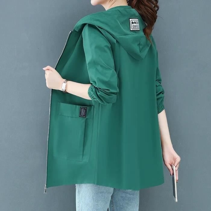 Manteau Léger Coupe-Vent Femme - Veste Zippée Imperméable Avec Capuche - Giolshon