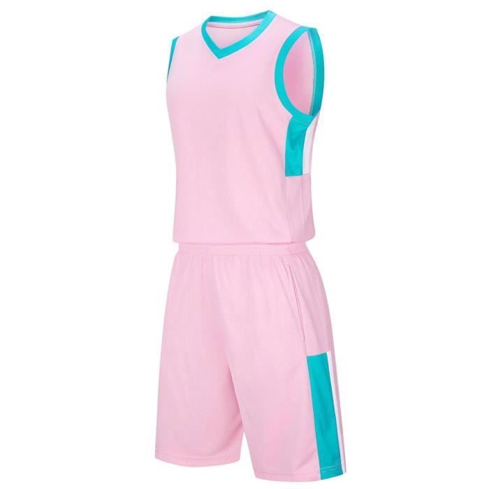 DaceStar Ensemble Basket Enfant 2 Pièces - Maillot Pop Blanc Et Shorts (L)