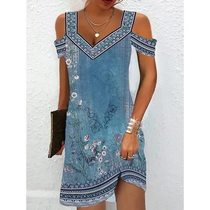 Robe Femme Extensible épaules Dénudées - Taille 12 (M) - Rouge - Polyester - Genou