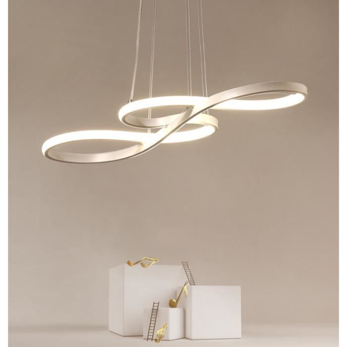 LED Suspensions Moderne Lustre Blanc Design Forme de Note Musicale