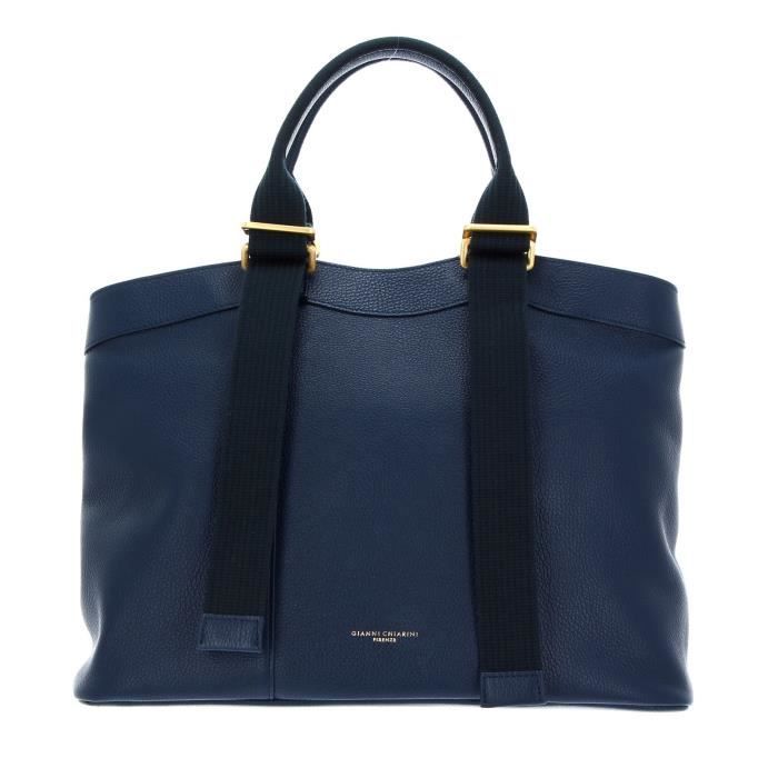 Sac à Main GIANNI CHIARINI Ottavia - Cuir Et Tissu Bleu Marine - Neuf Avec étiquettes - Fabriqué En Italie